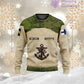 Personalisierter Kapuzenpullover mit Camouflage-Muster für finnische Soldaten/Veteranen mit Namen, Jahr und Rang, komplett bedruckt – 17200512