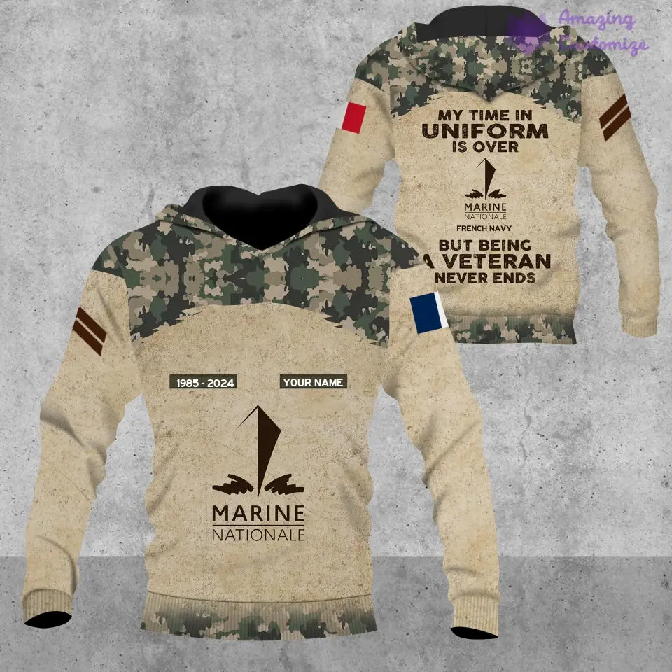 Personalized France Soldier/Veteran Camo with Name, Year and Rank Hoodie All Over Printed - 17200512