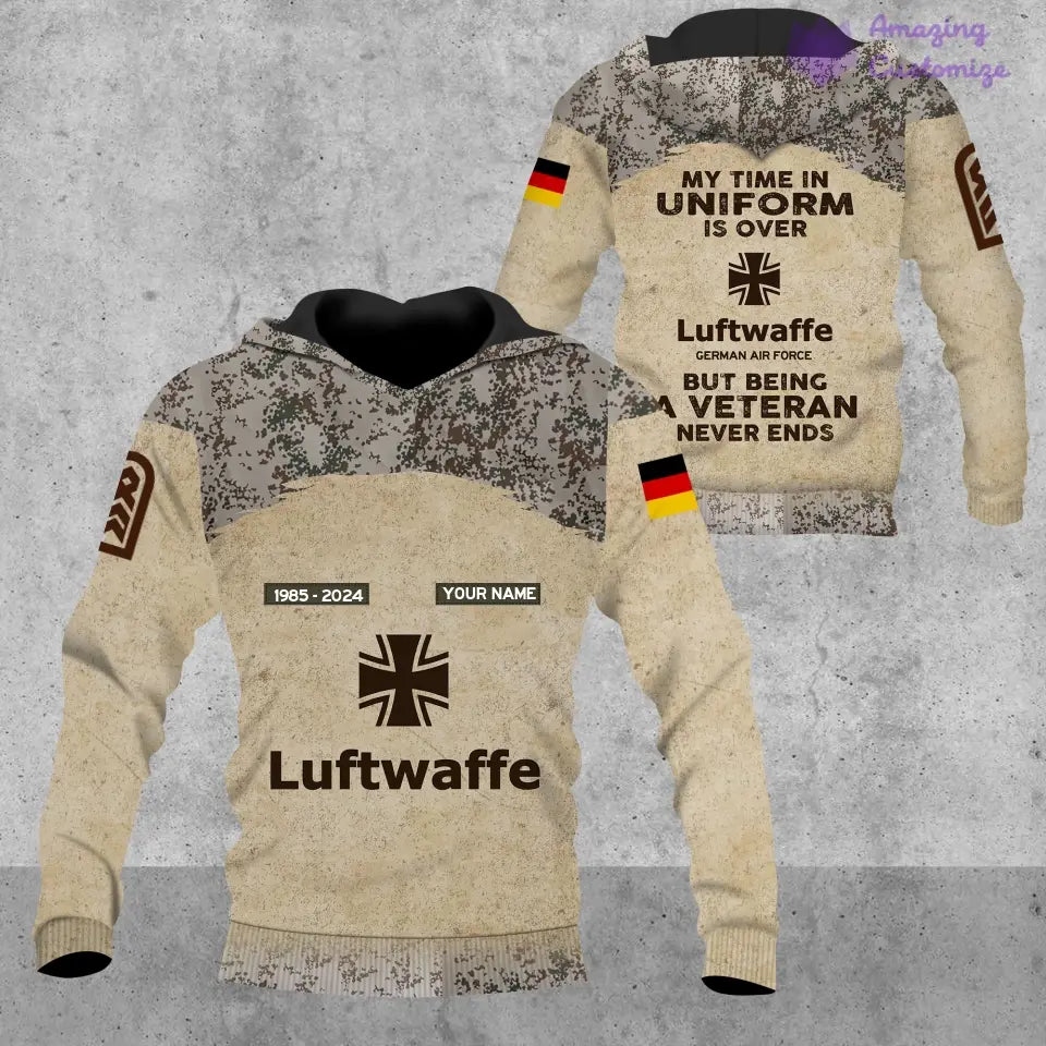 Personalized Germany Soldier/Veteran Camo with Name, Year and Rank Hoodie All Over Printed - 17200512