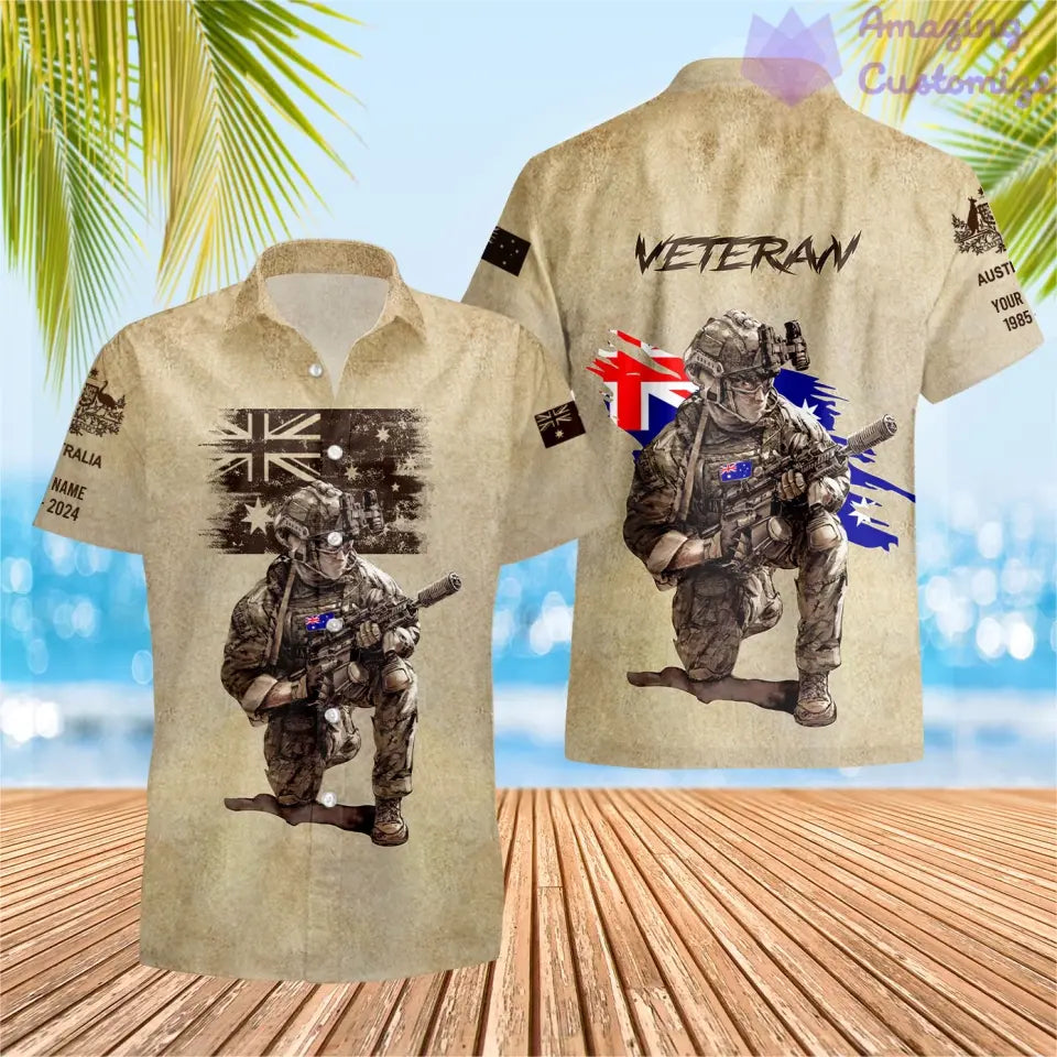 Personalisierter australischer Soldat/Veteranen-Hoodie im Camouflage-Stil mit Namen, Jahr und Rang, komplett bedruckt – 17229888