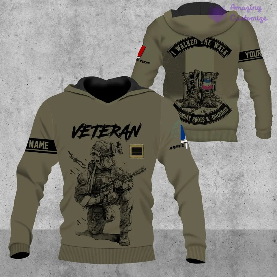 Personalized France Soldier/Veteran Camo with Name and Rank Hoodie All Over Printed - 1720569602