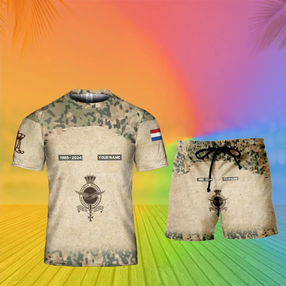 Personalized Netherland Soldier/ Veteran Camo With Name, Year And Rank Combo T-Shirt + Short 3D Printed  - 17200512