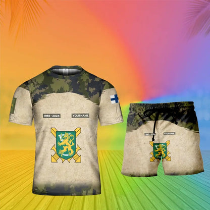 Personalized Finland Soldier/ Veteran Camo With Name, Year And Rank Combo T-Shirt + Short 3D Printed  - 17200512