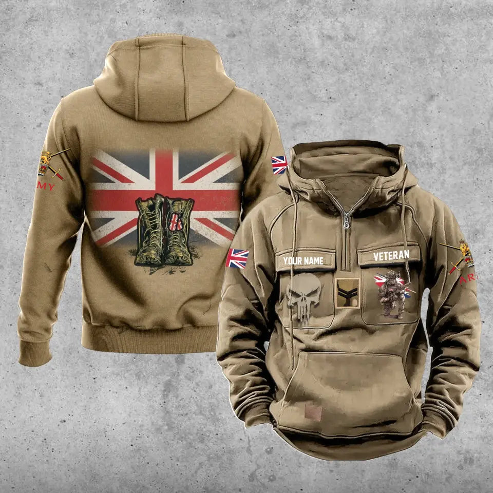 Personalized UK Soldier/Veteran With Rank And Name Vintage Hoodie All Over Printed - 17203968