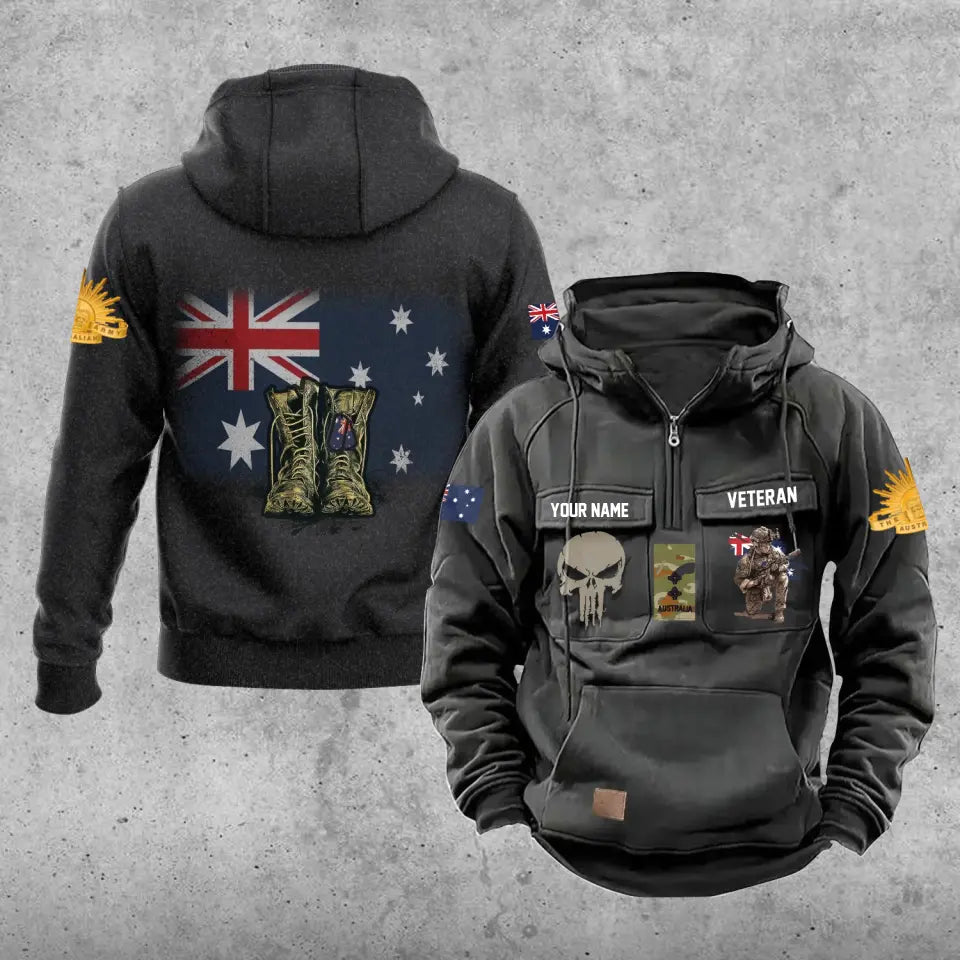 Personalized Australia Soldier/Veteran With Rank And Name Vintage Hoodie All Over Printed - 17203968