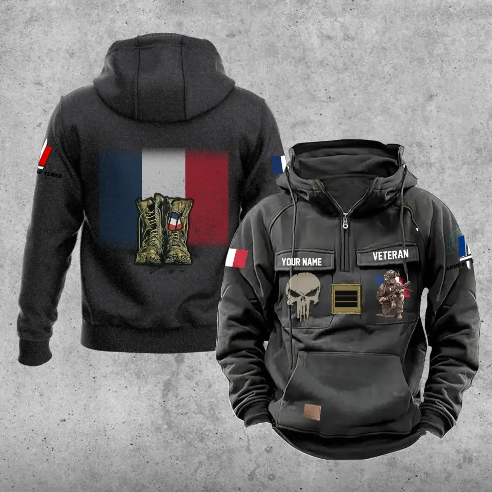 Personalized France Soldier/Veteran With Rank And Name Vintage Hoodie All Over Printed - 17203968