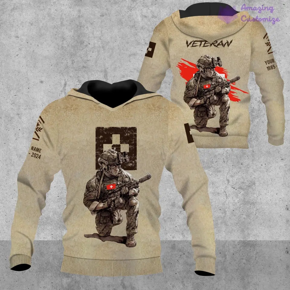 Personalized Swiss Soldier/Veteran with Name, Year and Rank Hoodie All Over Printed - 17229888