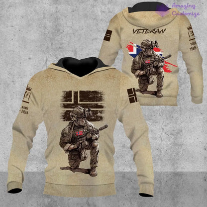 Personalized Norway Soldier/Veteran with Name, Year and Rank Hoodie All Over Printed - 17229888