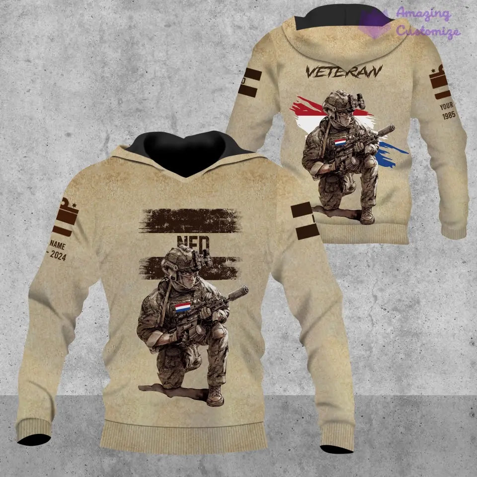 Personalized Netherlands Soldier/Veteran Camo with Name, Year and Rank Hoodie All Over Printed - 17229888