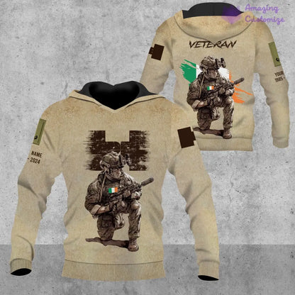 Personalized Ireland Soldier/Veteran Camo with Name, Year and Rank Hoodie All Over Printed - 17229888