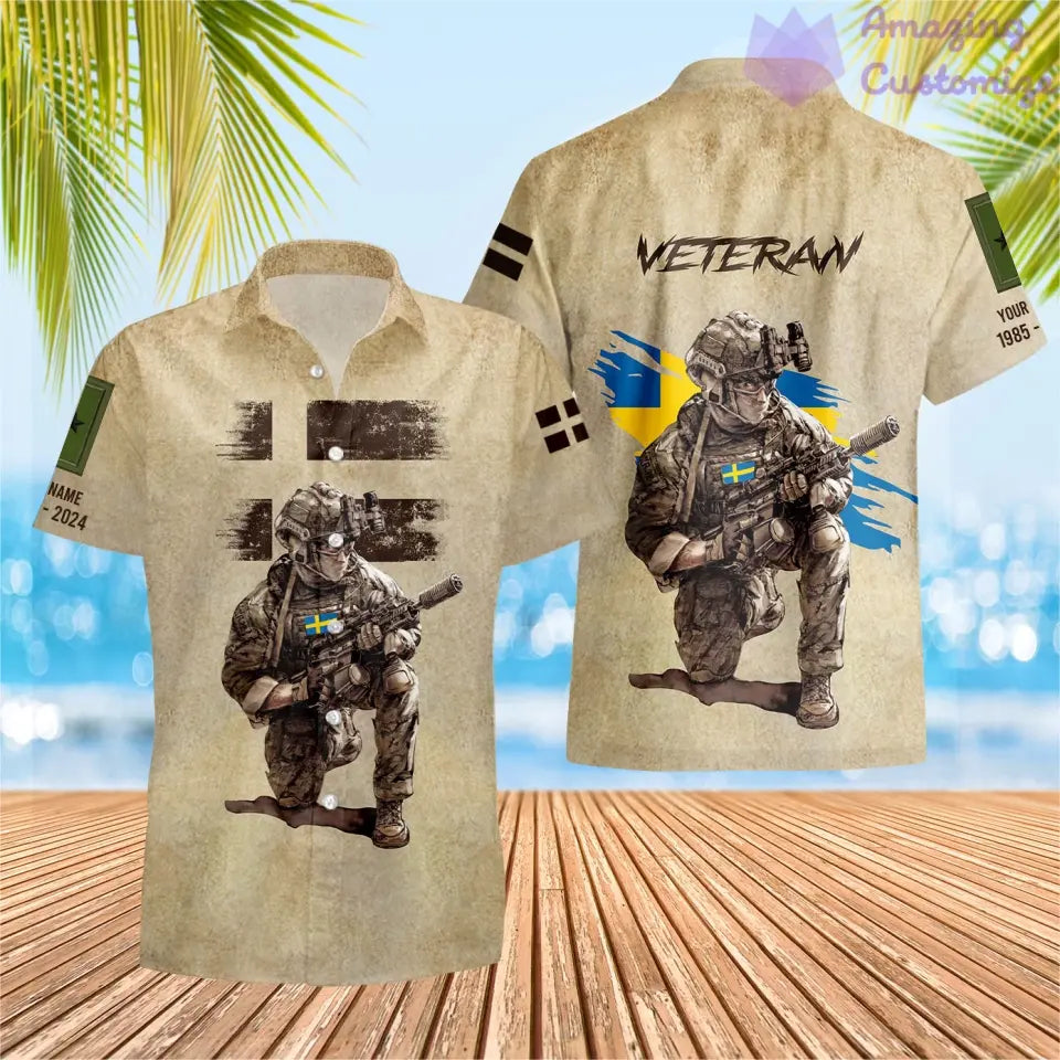 Personalized Sweden Soldier/Veteran Camo with Name, Year and Rank Hoodie All Over Printed - 17229888