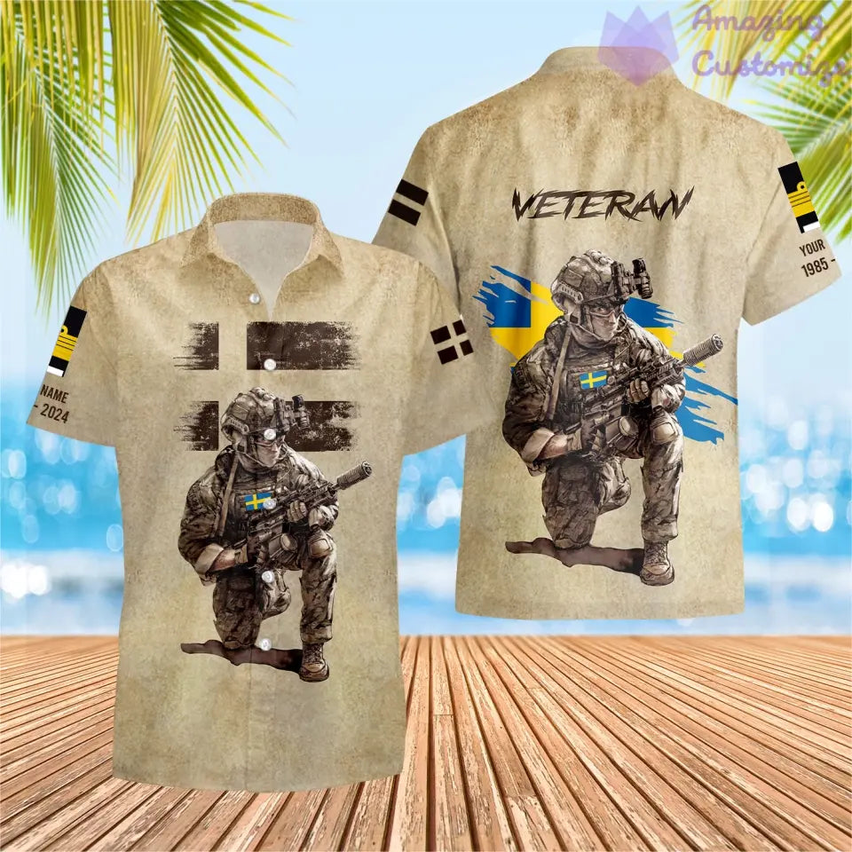 Personalized Sweden Soldier/Veteran Camo with Name, Year and Rank Hoodie All Over Printed - 17229888