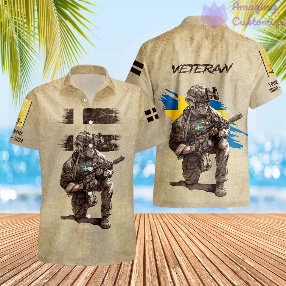 Personalized Sweden Soldier/Veteran Camo with Name, Year and Rank Hoodie All Over Printed - 17229888