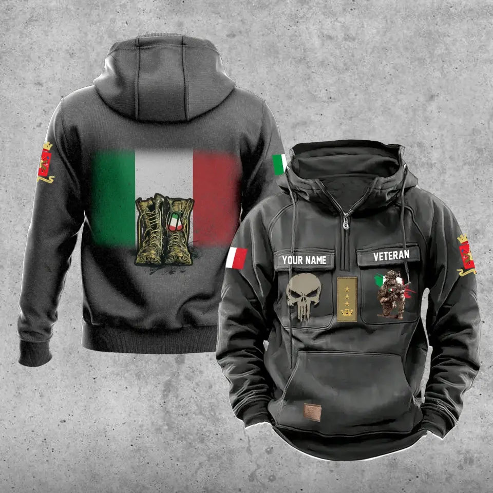 Personalized Italy Soldier/Veteran With Rank And Name Vintage Hoodie All Over Printed - 17203968