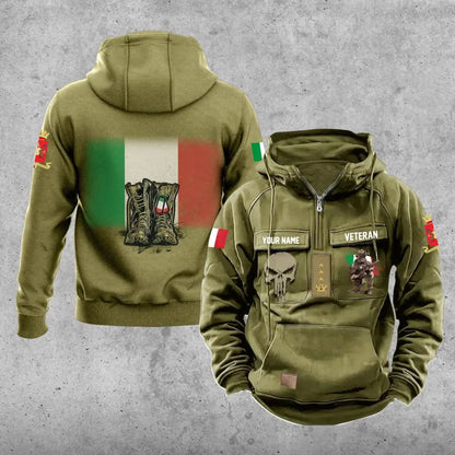 Personalisierter italienischer Soldat/Veteran mit Rang und Namen, Vintage-Kapuzenpullover, komplett bedruckt – 17203968