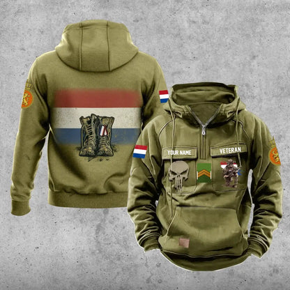 Sweat à capuche vintage personnalisé avec nom et grade pour soldat/vétéran des Pays-Bas - 17203968