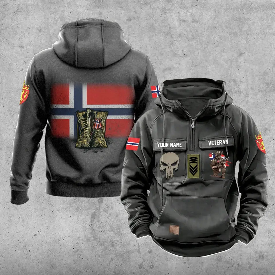 Personalized Norway Soldier/Veteran With Rank And Name Vintage Hoodie All Over Printed - 17203968