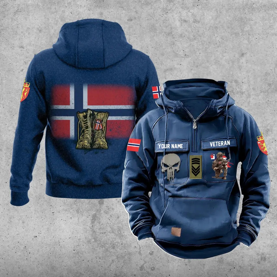 Personalized Norway Soldier/Veteran With Rank And Name Vintage Hoodie All Over Printed - 17203968