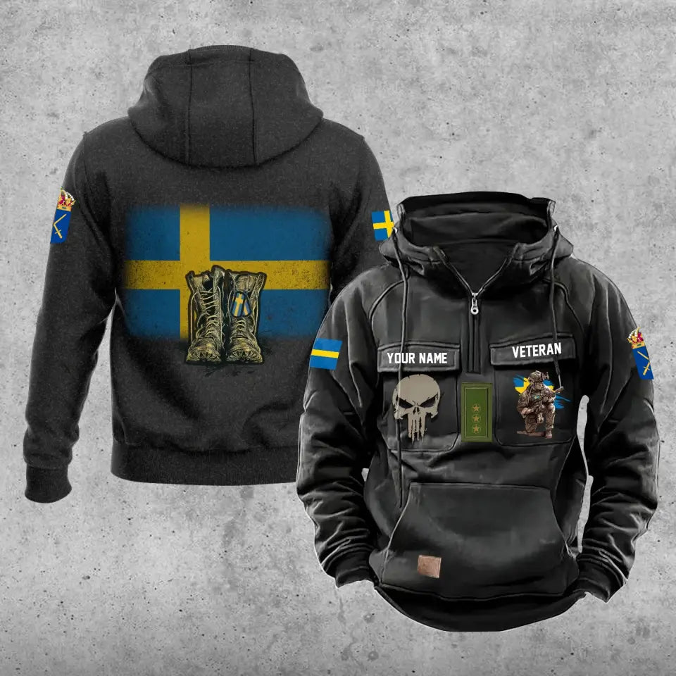 Personalized Sweden Soldier/Veteran With Rank And Name Vintage Hoodie All Over Printed - 17203968