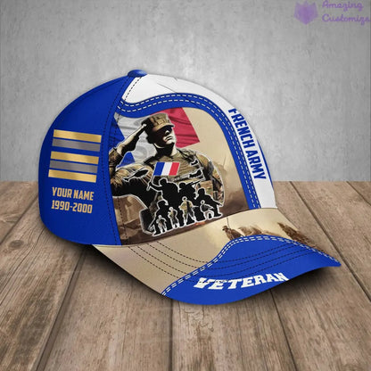 Personalized Rank, Year And Name France Soldier/Veterans Baseball Cap - 17212608