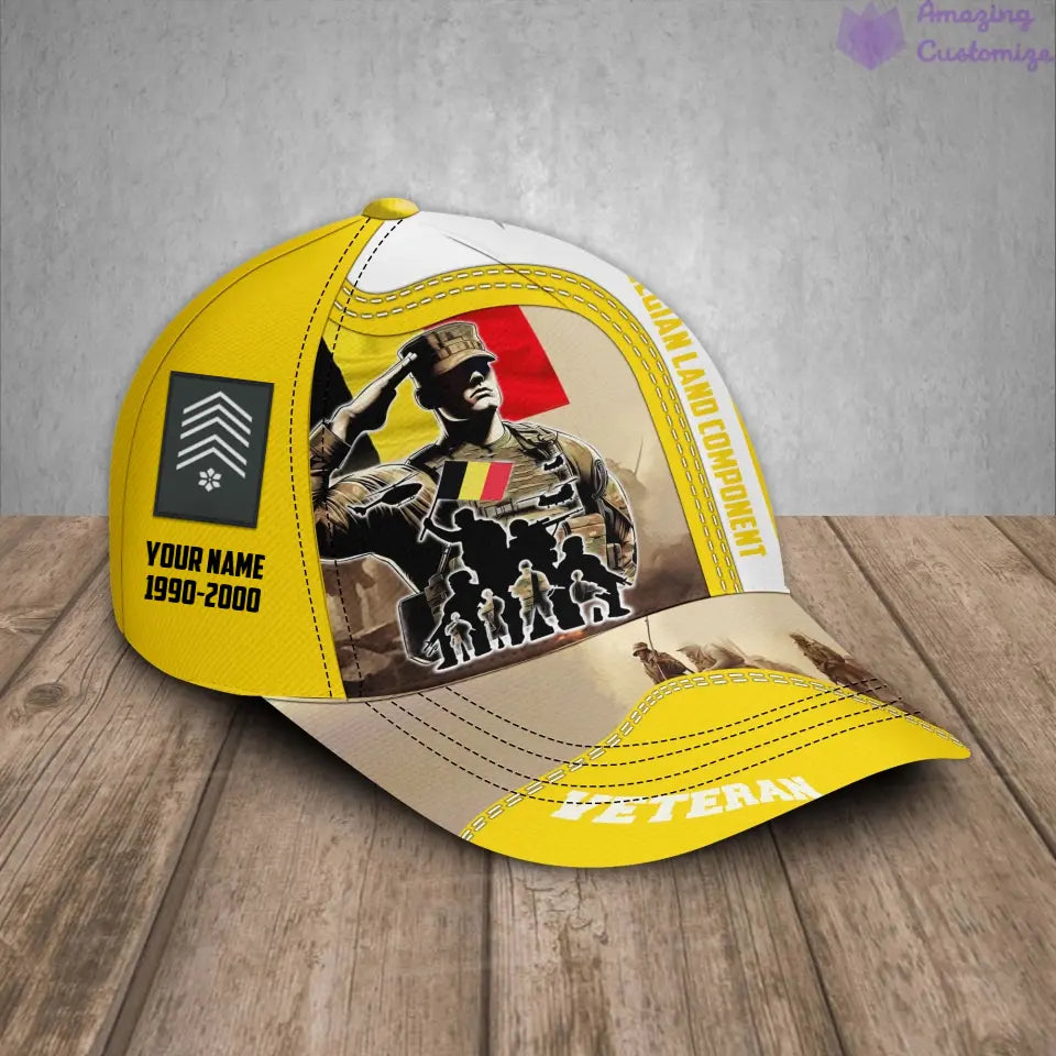 Personalized Rank, Year And Name Belgium Soldier/Veterans Baseball Cap - 17212608