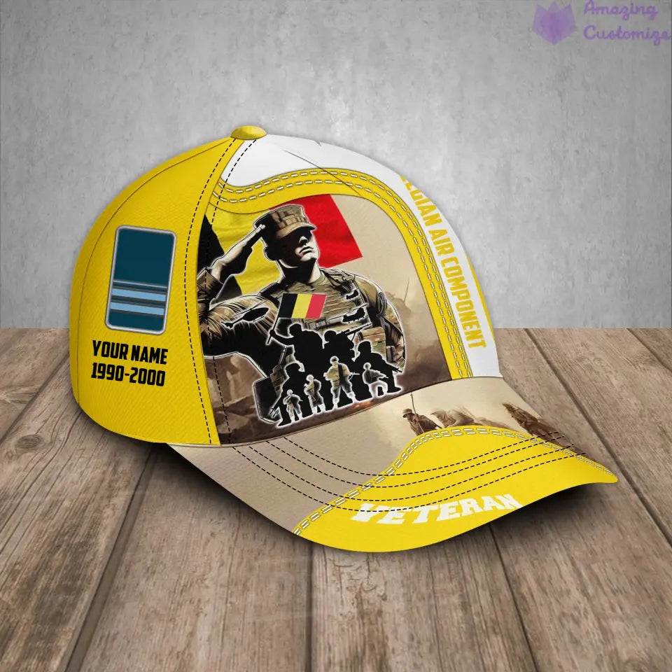 Personalized Rank, Year And Name Belgium Soldier/Veterans Baseball Cap - 17212608