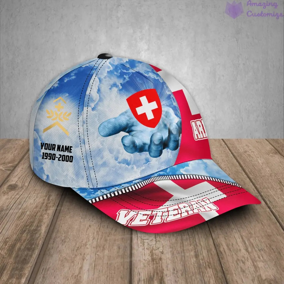 Personalized Rank, Year And Name Swiss Soldier/Veterans Camo Baseball Cap - 1721260802