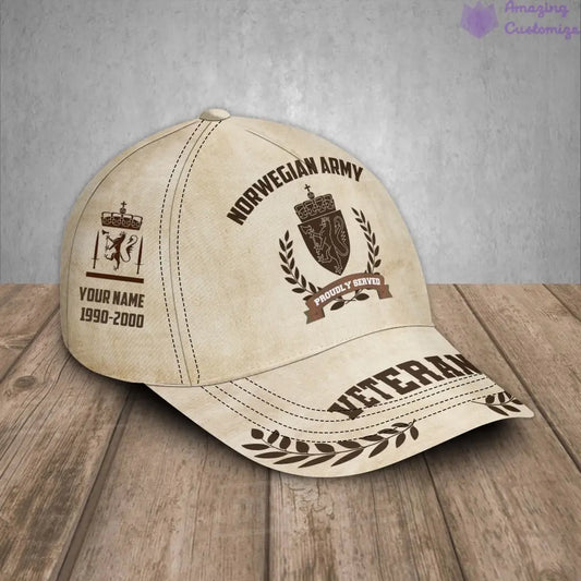 Personalized Rank, Year And Name Norway Soldier/Veterans Camo Baseball Cap - 1721260803