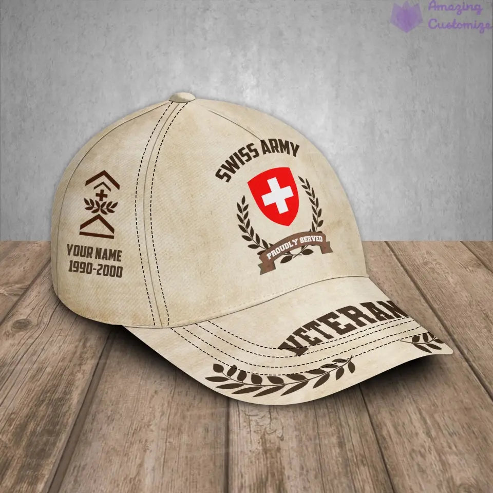 Baseball-Cap mit Camouflage-Muster für Schweizer Soldaten/Veteranen mit Rang, Jahr und Namen – 1721260803