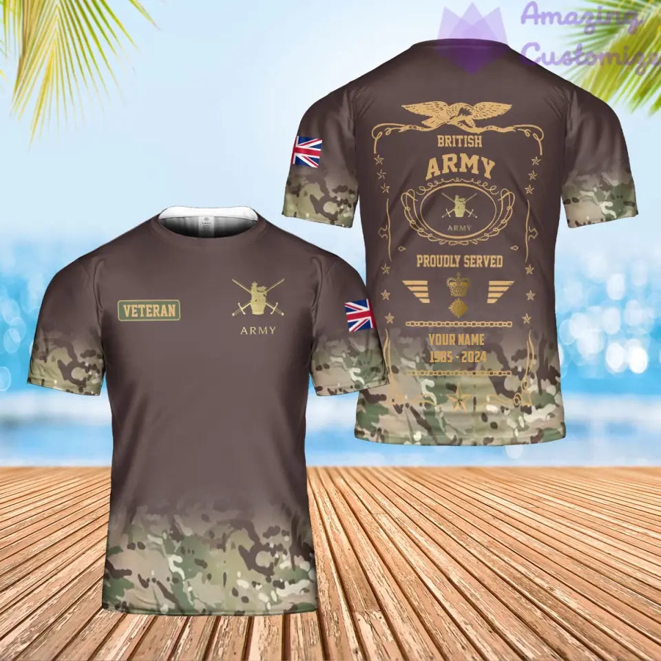 Sweat à capuche personnalisé avec motif camouflage soldat/vétéran britannique et nom, année et grade, imprimé sur toute la surface - 1721606402