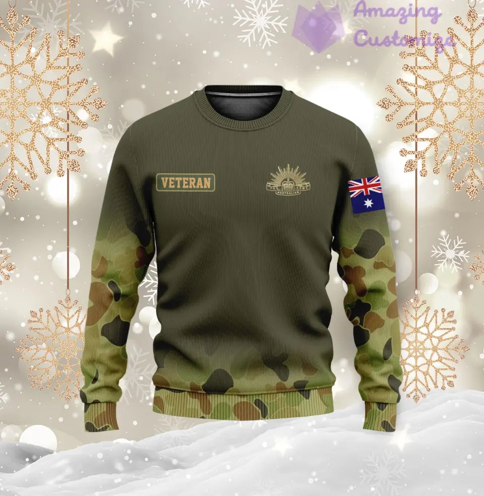 Personalisierter australischer Soldat/Veteranen-Hoodie im Camouflage-Stil mit Namen, Jahr und Rang, komplett bedruckt – 1721606402