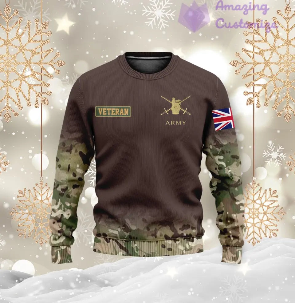 Personalisierter Kapuzenpullover mit Camouflage-Muster für britische Soldaten/Veteranen mit Namen, Jahr und Rang, komplett bedruckt – 1721606402