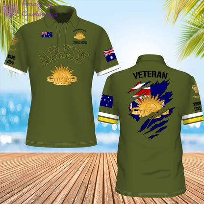 Personalisiertes australisches Soldaten-/Veteranen-Tarnmuster mit Namen, Jahr und Rang, Poloshirt mit Rundumdruck – 1721865602