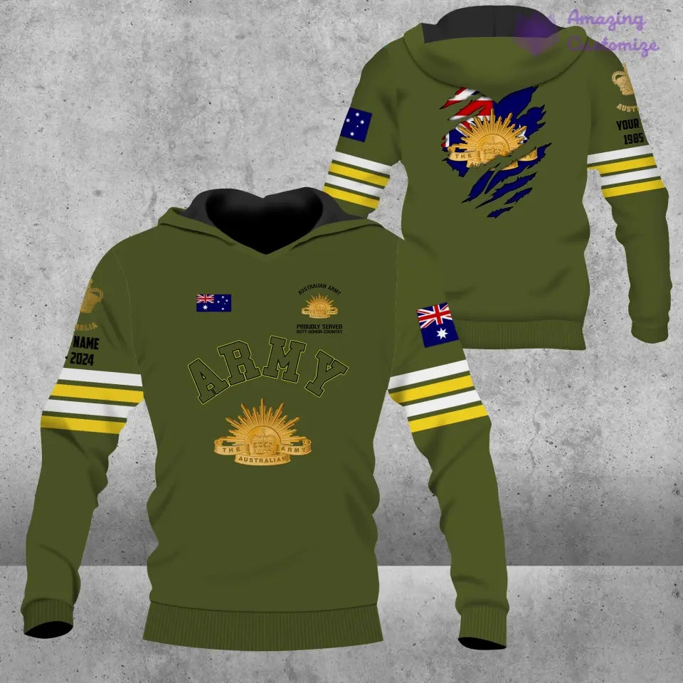 Personalisiertes australisches Soldaten-/Veteranen-Tarnmuster mit Namen, Jahr und Rang, Poloshirt mit Rundumdruck – 1721865602