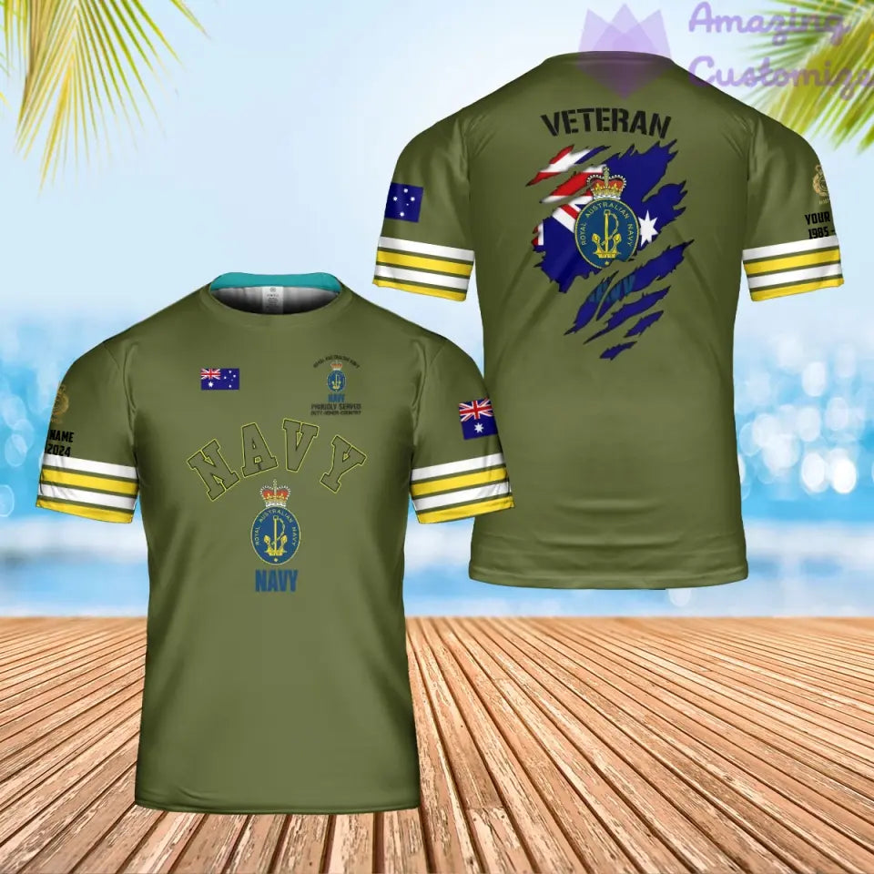 Polo personnalisé avec camouflage soldat/vétéran australien et nom, année et grade imprimés sur toute la surface - 1721865602