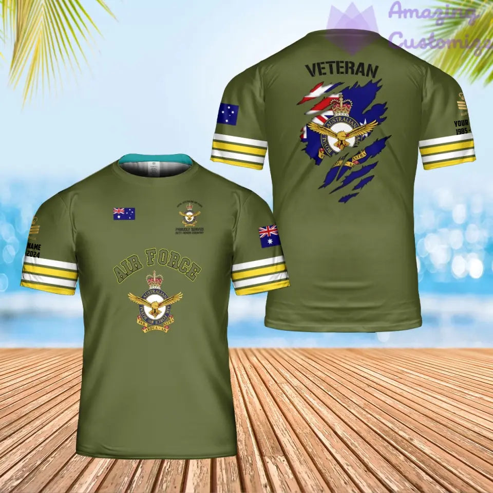 Personalisiertes australisches Soldaten-/Veteranen-Tarnmuster mit Namen, Jahr und Rang, Poloshirt mit Rundumdruck – 1721865602