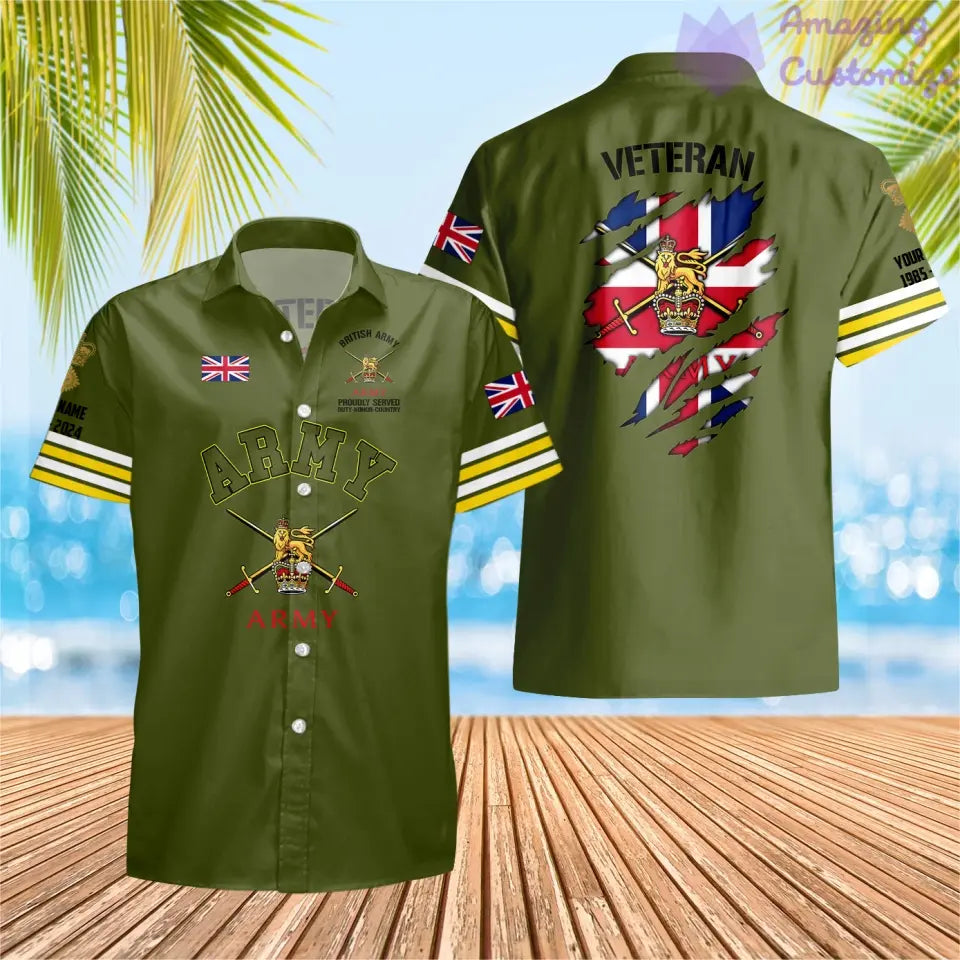 Personalisiertes Poloshirt mit Camouflage-Muster für britische Soldaten/Veteranen mit Namen, Jahr und Rang, komplett bedruckt – 1721865602