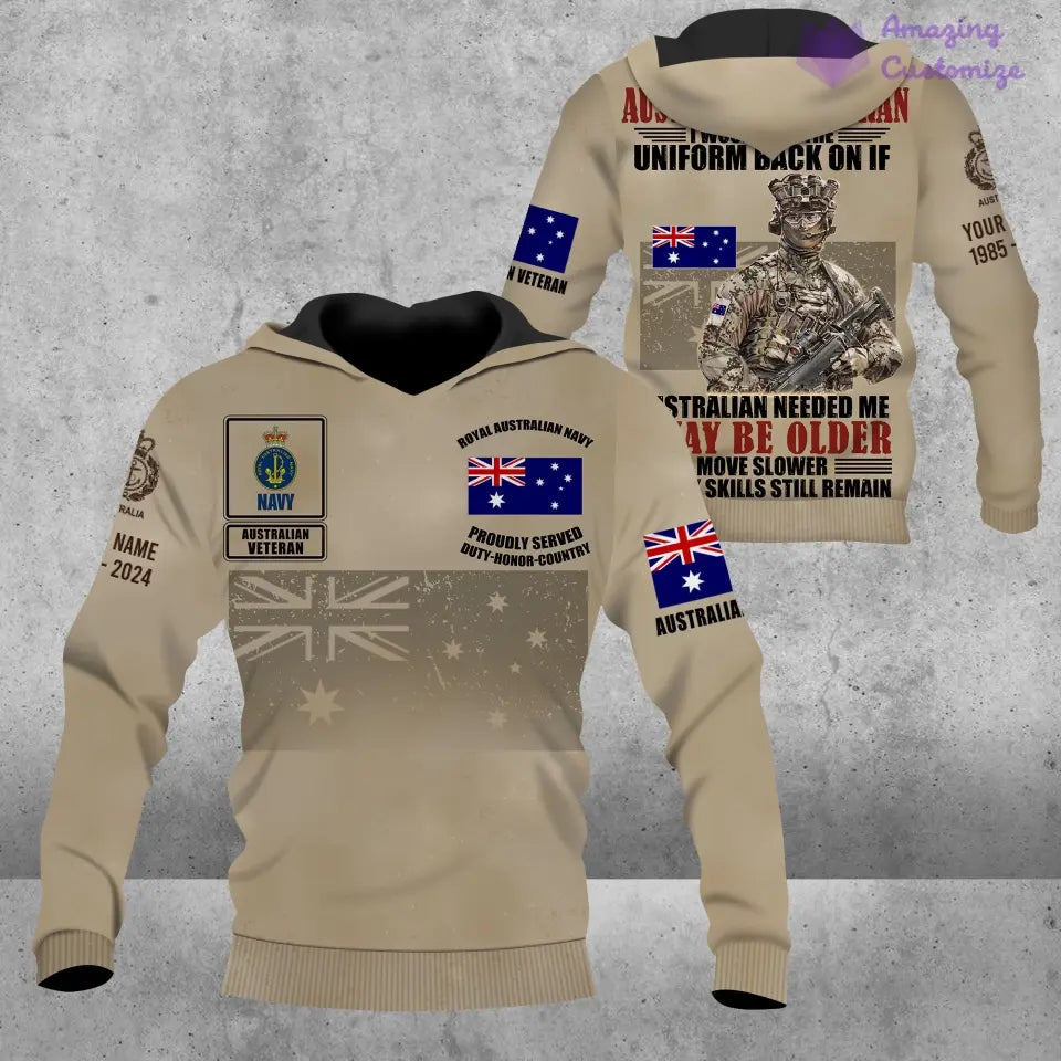 Personalisierter australischer Soldat/Veteranen-Hoodie im Camouflage-Stil mit Namen, Jahr und Rang, komplett bedruckt – 1721865603