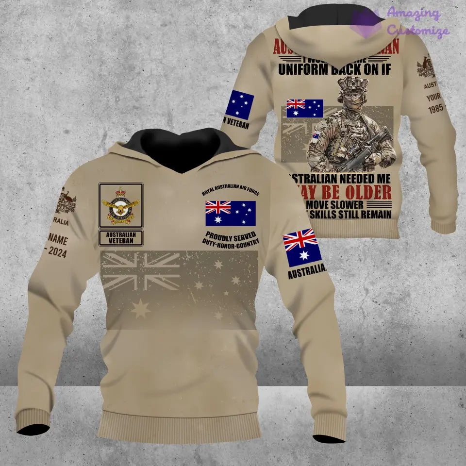 Personalized Australia Soldier/Veteran Camo with Name, Year and Rank Hoodie All Over Printed - 1721865603