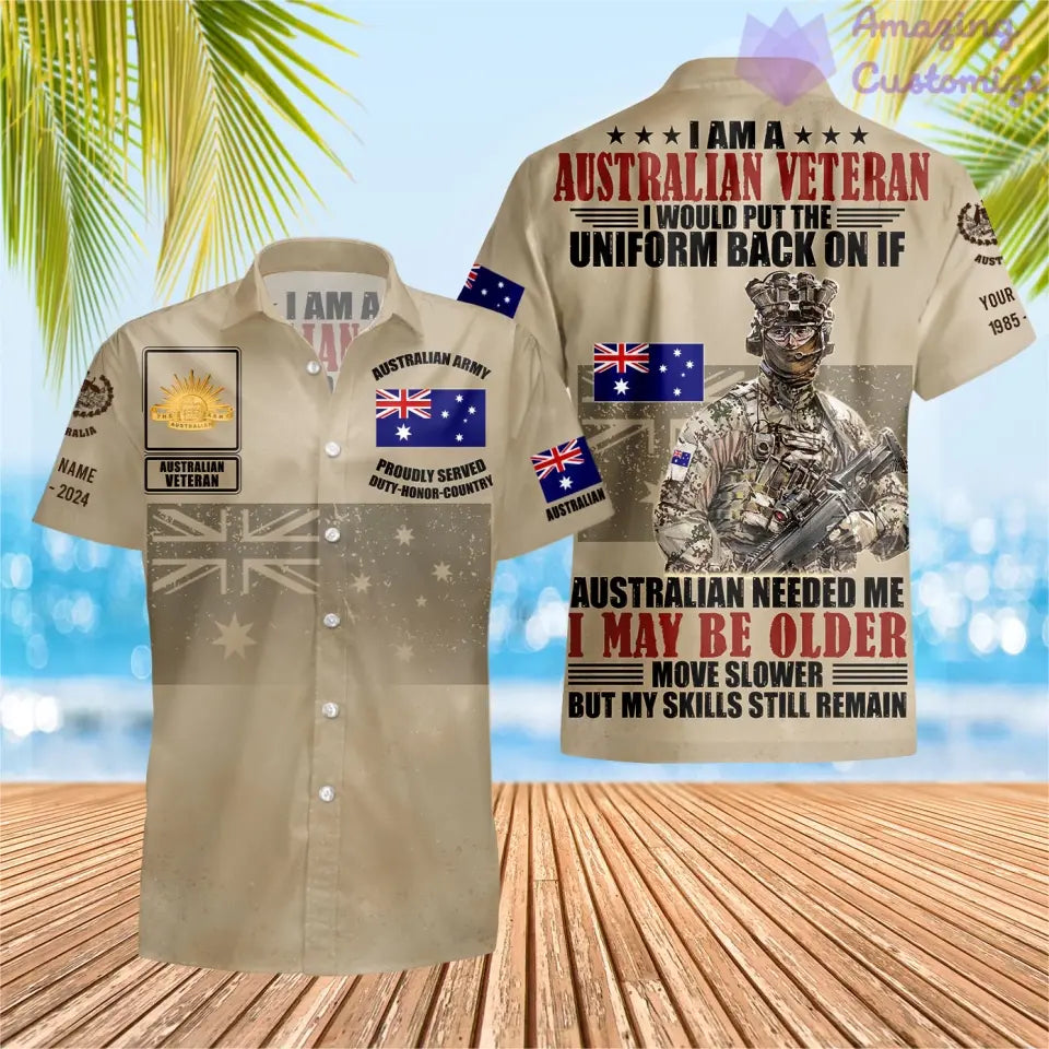 Personalisierter australischer Soldat/Veteranen-Hoodie im Camouflage-Stil mit Namen, Jahr und Rang, komplett bedruckt – 1721865603