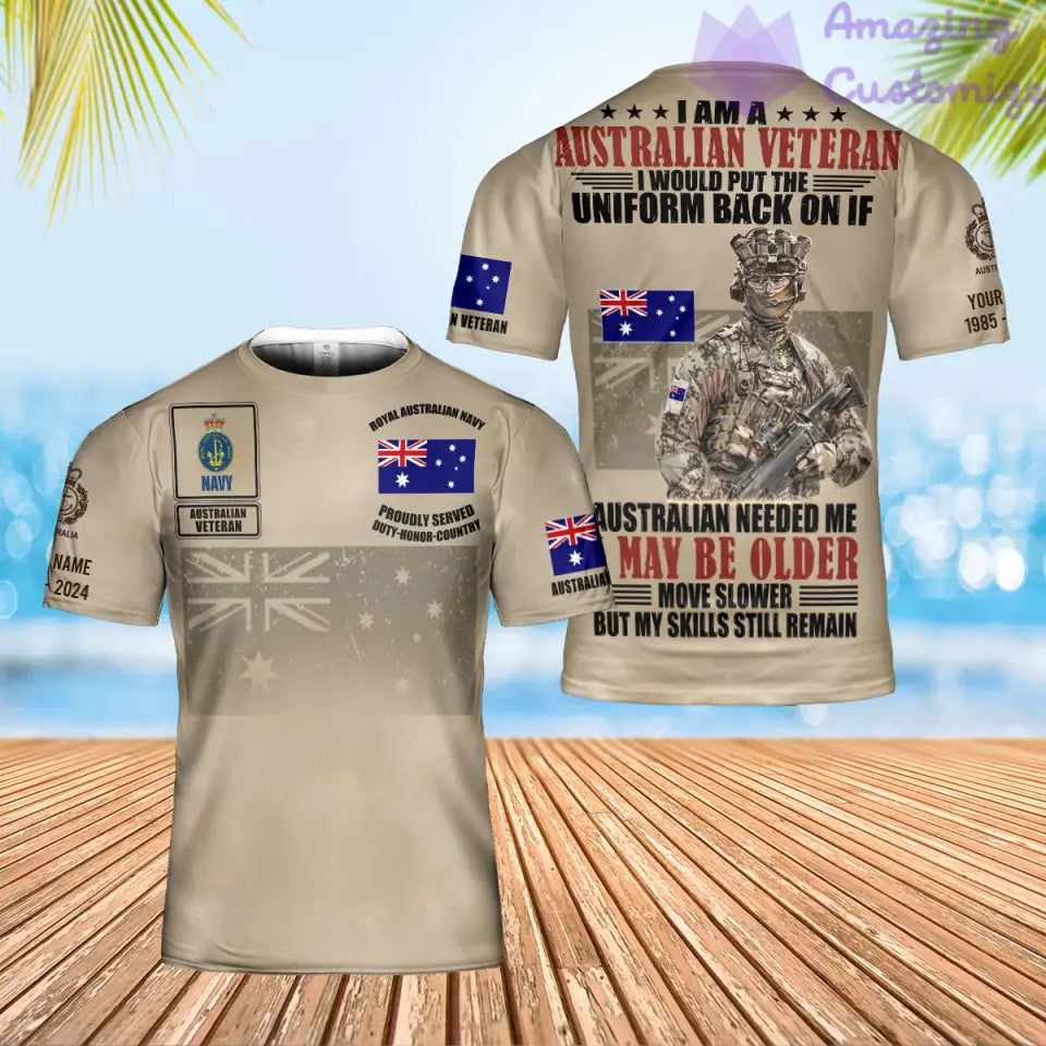 Sweat à capuche personnalisé avec motif camouflage soldat/vétéran australien, nom, année et grade, imprimé sur toute la surface - 1721865603