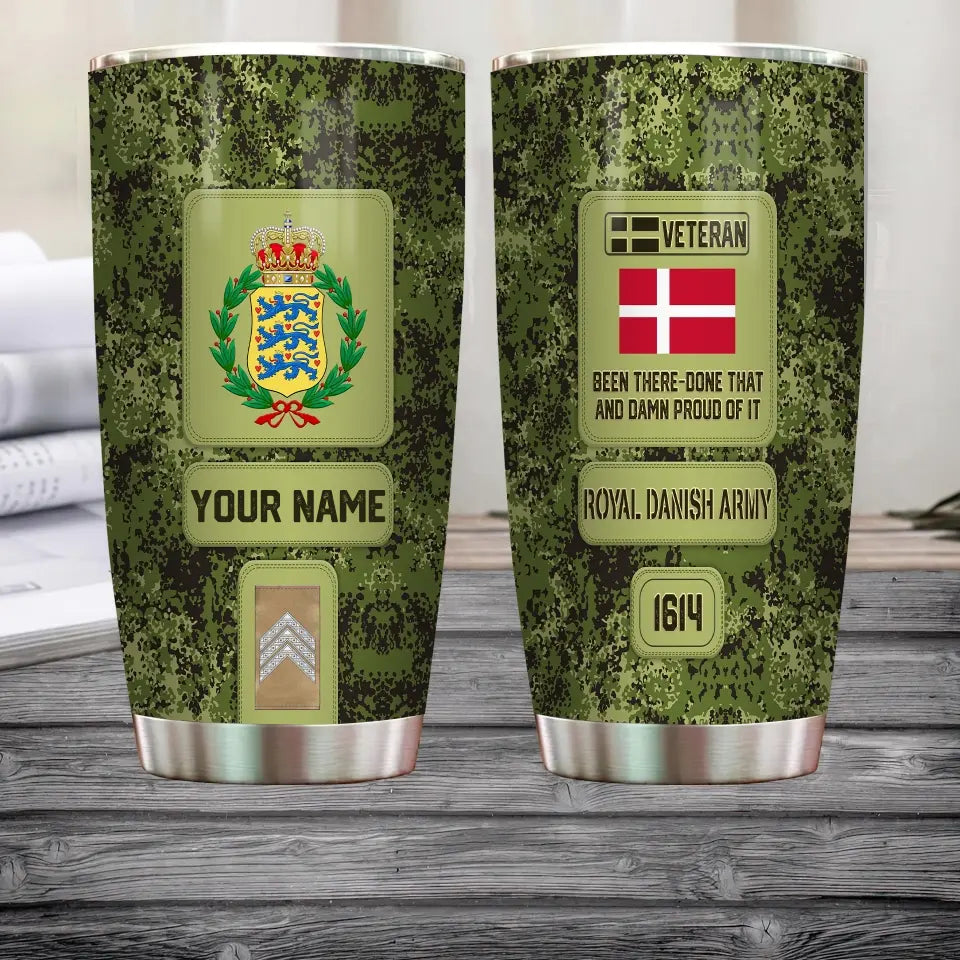 Personalized Denmark Veteran/ Soldier With Rank,  Name Tumbler - 17218656