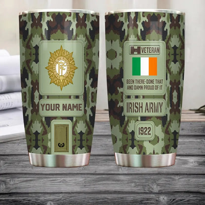 Personalized Ireland Veteran/ Soldier With Rank,  Name Tumbler - 17218656