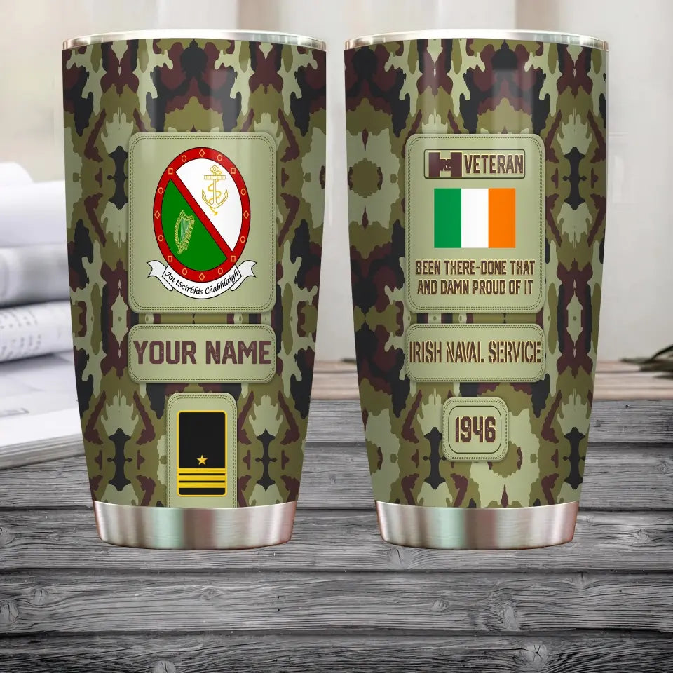 Verre personnalisé avec nom et grade pour vétéran/soldat irlandais - 17218656