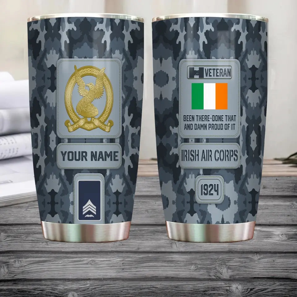 Personalized Ireland Veteran/ Soldier With Rank,  Name Tumbler - 17218656