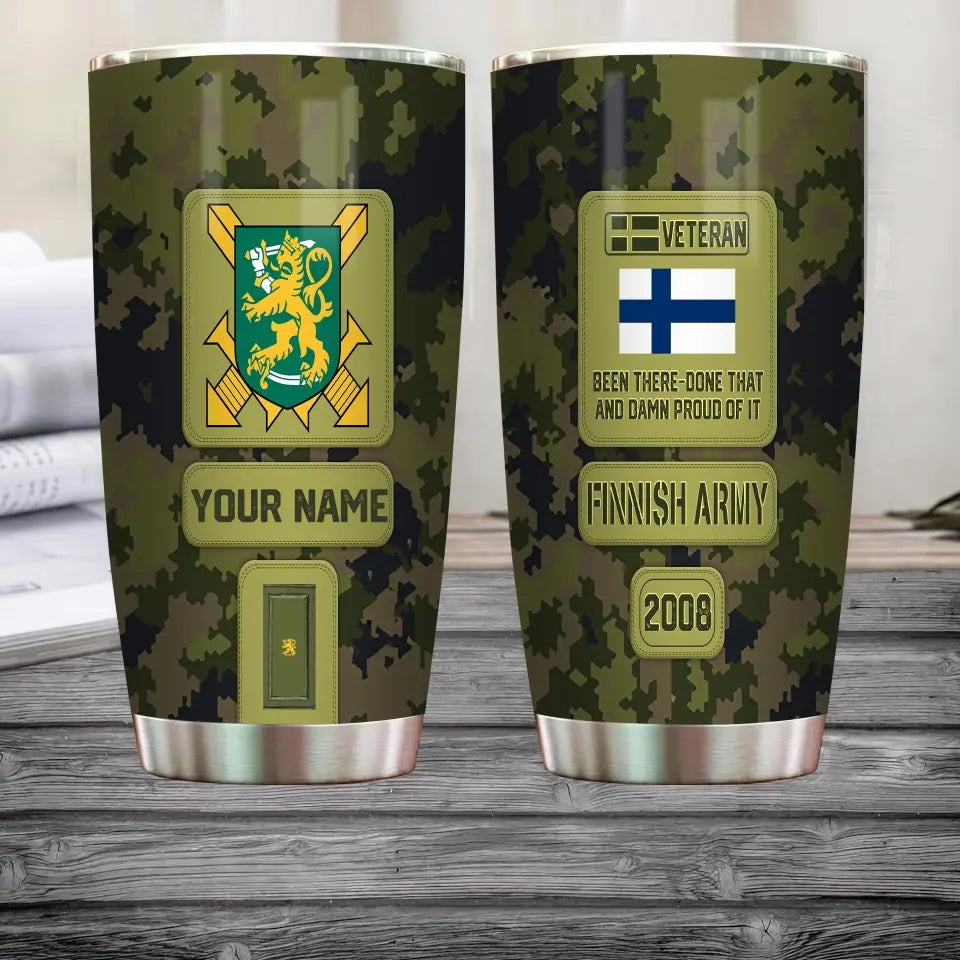 Personalized Finland Veteran/ Soldier With Rank,  Name Tumbler - 17218656