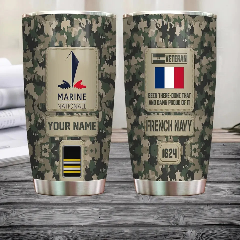 Personalized France Veteran/ Soldier With Rank, Name Tumbler - 17218656