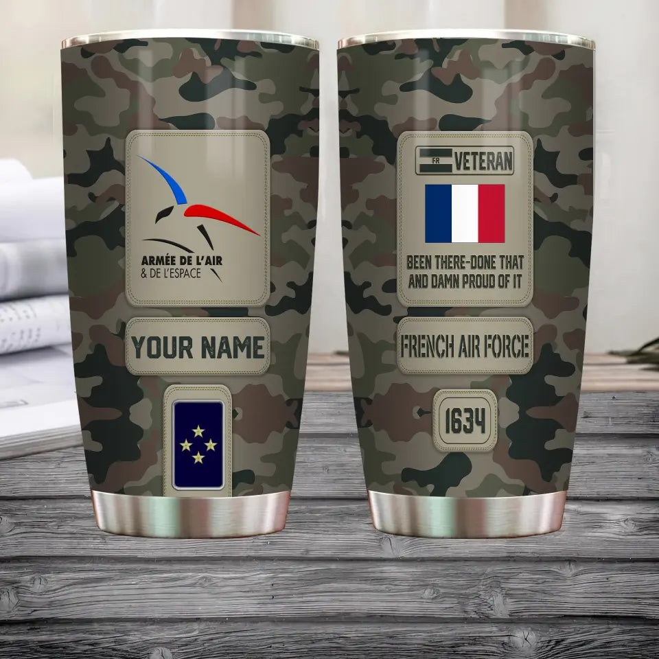 Personalized France Veteran/ Soldier With Rank, Name Tumbler - 17218656