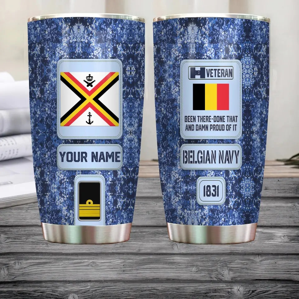 Personalized Belgium Veteran/ Soldier With Rank, Name Tumbler - 17218656