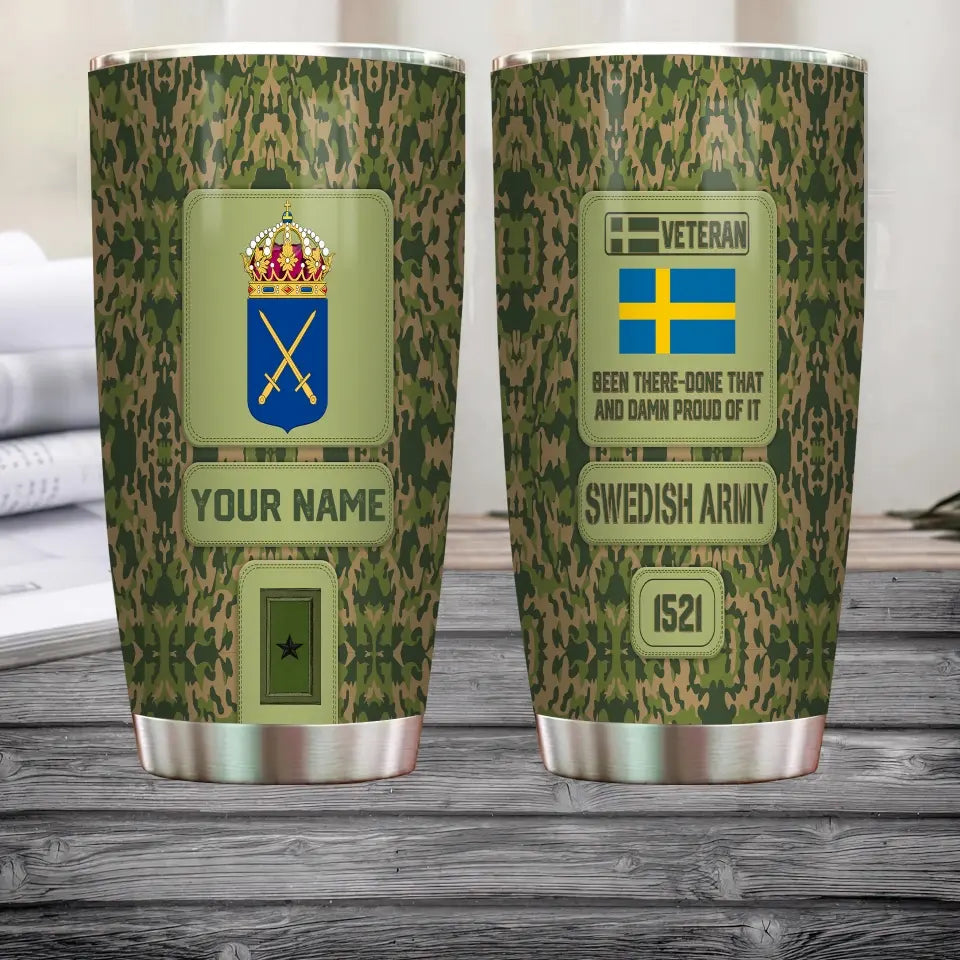 Personalized Sweden Veteran/ Soldier With Rank, Name Tumbler - 17218656